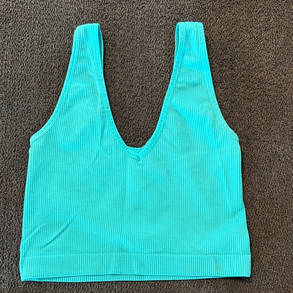 Colsie Turquoise Ribbed 2 Piece Workout - Picture 3 of 4